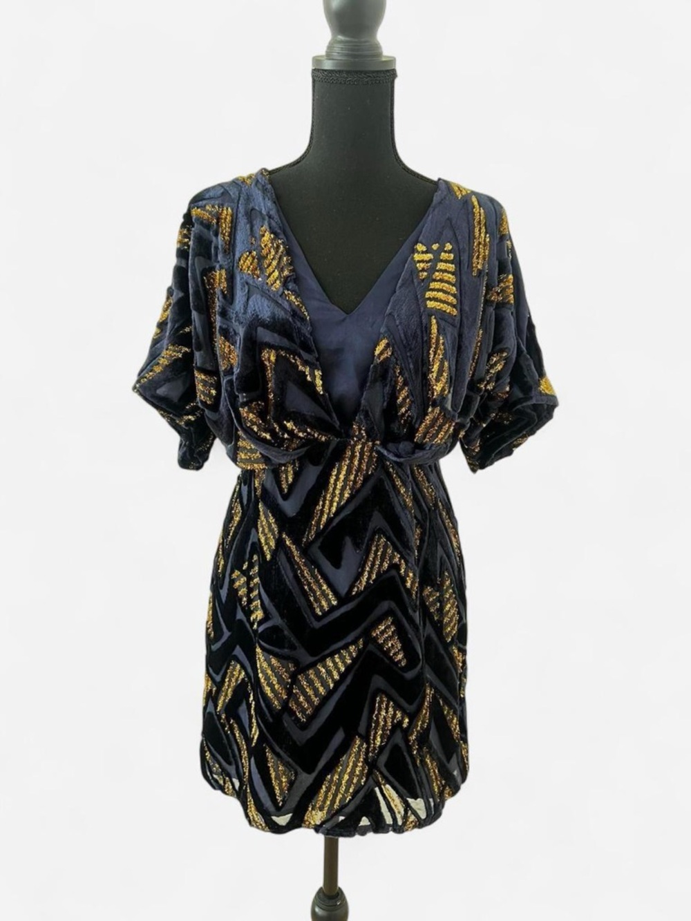 Yumi Kim Silk Mini Dress Metallic Gold Glam Boho Luxe Party Dress Formal Size S